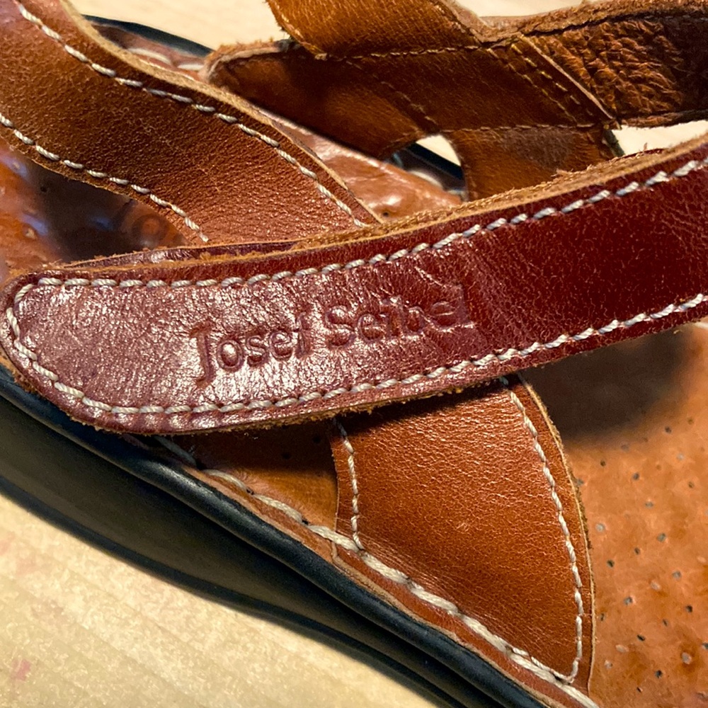 Josef Seibel Sandals Womens 36 Brown Leather Closed Toe Ankle Strap Air Massage - Picture 3 of 5